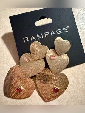 Rampage Gold Heart Earrings NWT